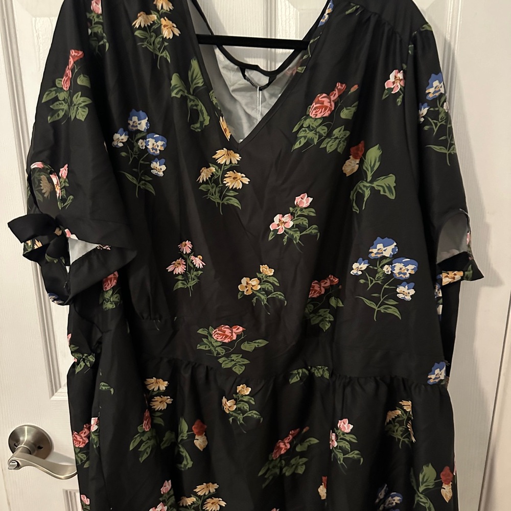 BloomChic Black Dress with Floral Accents